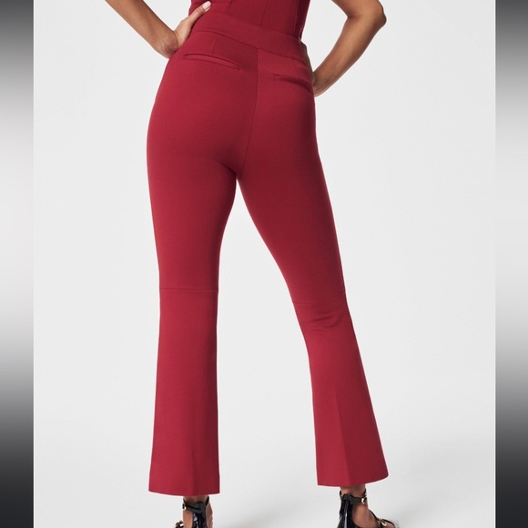 Spanx The Perfect Pant Kick Flare Pants Maroon Red Petite - Picture 2 of 9